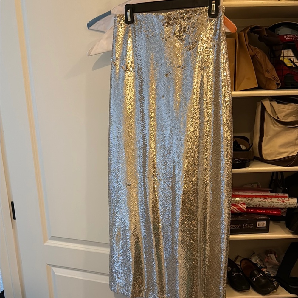 Together Silver Sequin Maxi Pencil Skirt